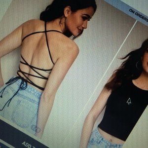 Lace up backless halter top